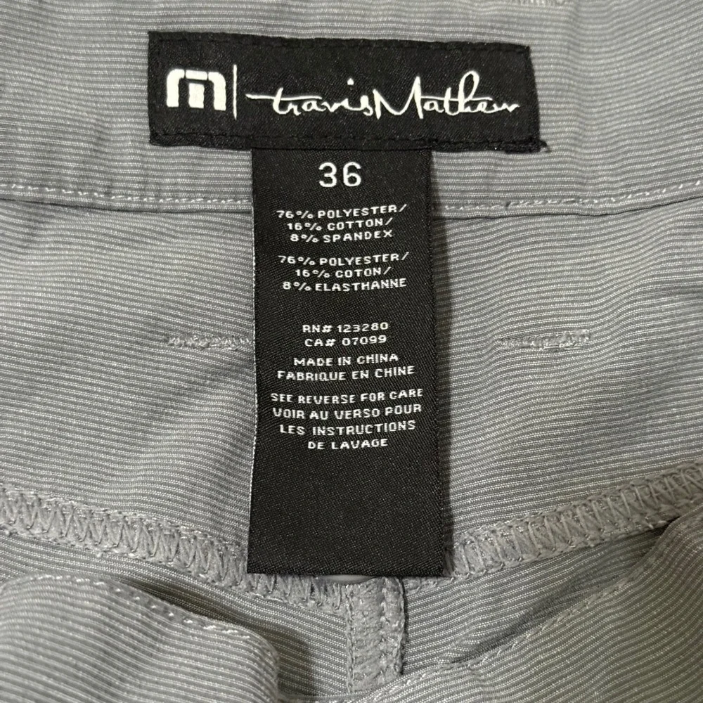 Travis Mathew‎ Men's Golf Pants Size 36 Gray Striped Polyester Blend Casual